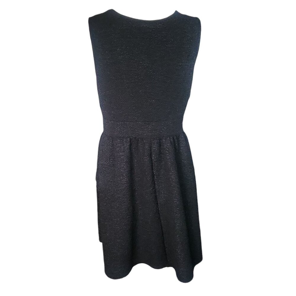 Paperdoll Dress Womens Plus Size 1X Solid All Black Textured Bow Sleeveless - Picture 3 of 6